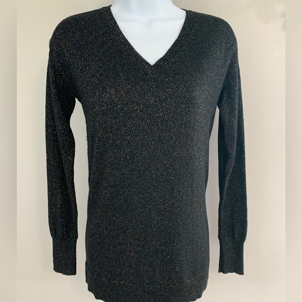 A New Day Black Glitter V-Neck Sweater for Women